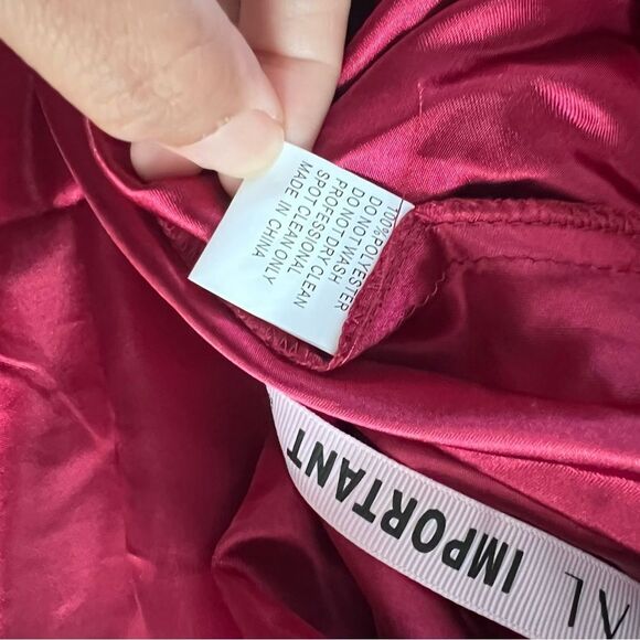 Mac Duggal Deep Garnet Sheer Blouson Sleeve Surplice Gown Size 12 NEW MSRP $398 - Picture 7 of 9